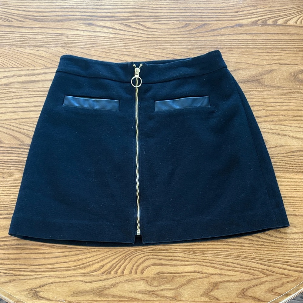 Express Black Mini Skirt with Gold Zipper